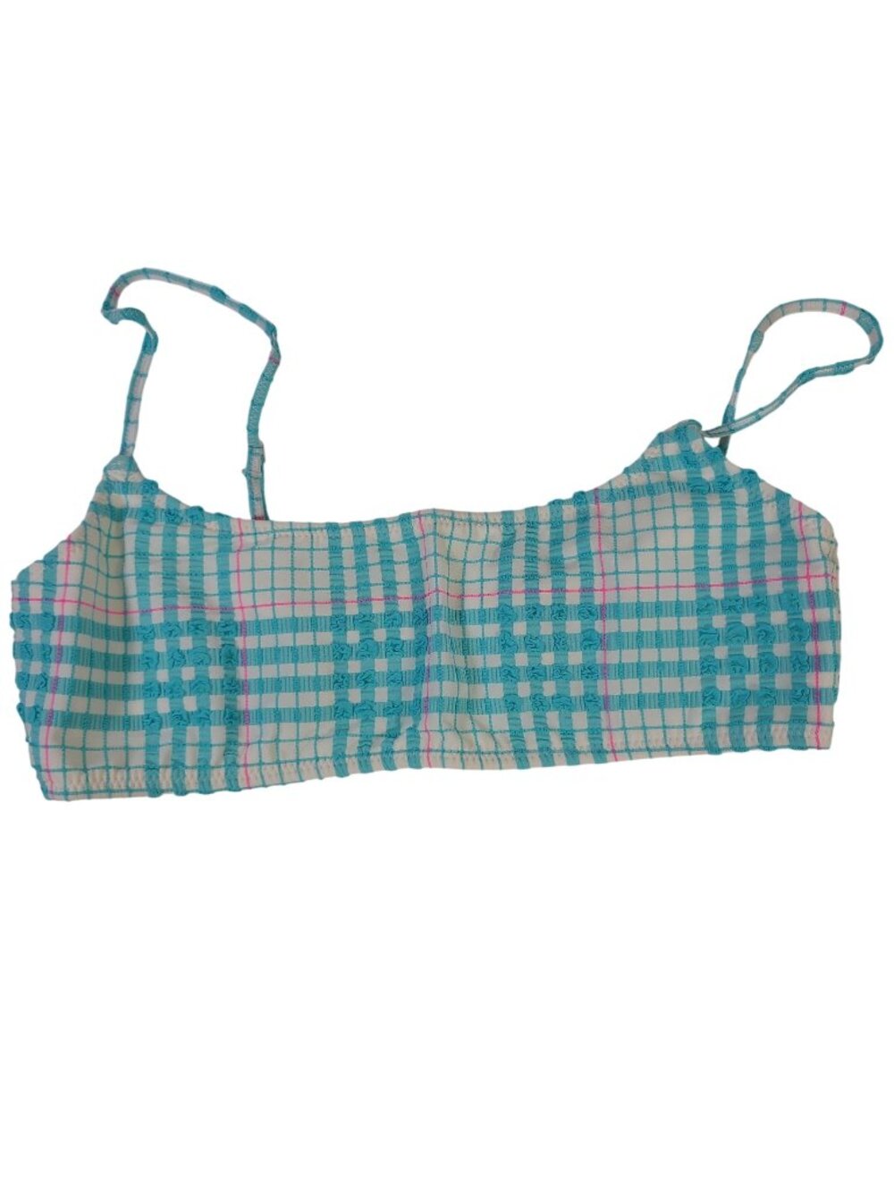 NEW Triangl Mica Blue Bloss Check Bikini Top Adjustable Textured Checkered Sz M